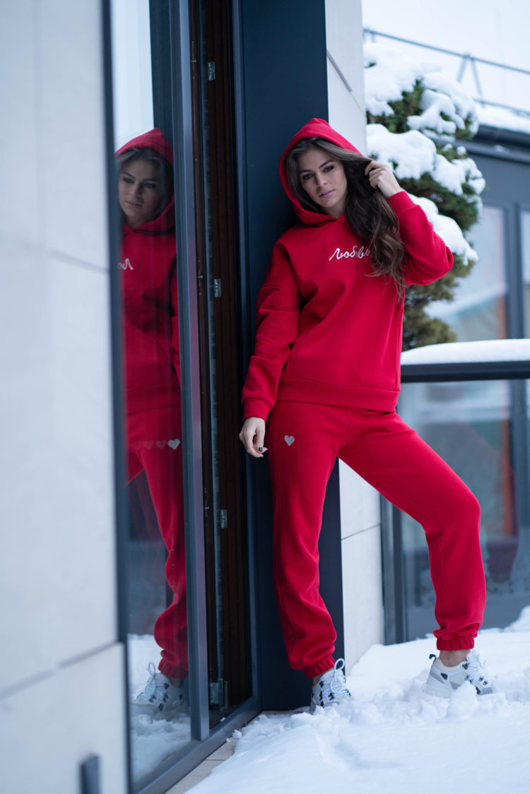 Red "Lubov" hoodie set